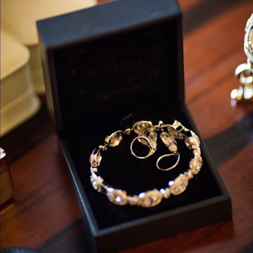 Nadri Pave Halo Crystal Bracelet and Earrings